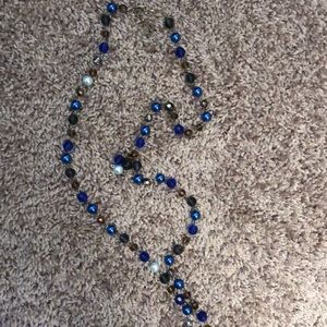 Multi-colored blue long necklace